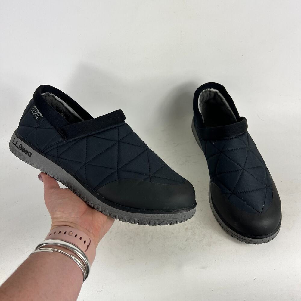 L.L. Bean Ultralight PrimaLoft Slip-On Shoes Men's 9 Black Quilted Waterproof